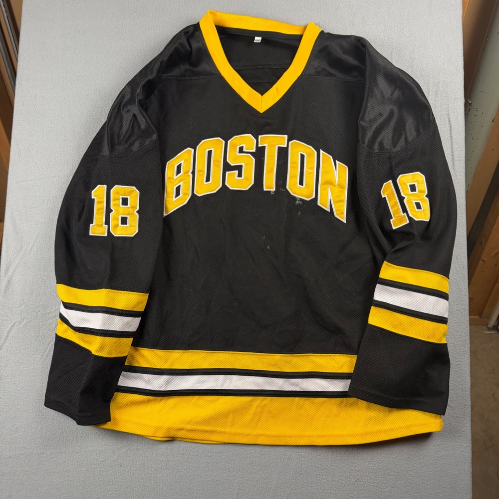 Happy Gilmore 18 Boston Hockey Jersey Mens XXXL Black Yellow Adam Sandler